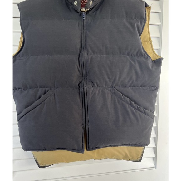 Vintage Jos.A. Bank Clothiers Down Filled Puffer Vest Tan/Navy Made In USA Sz L - Picture 4 of 8